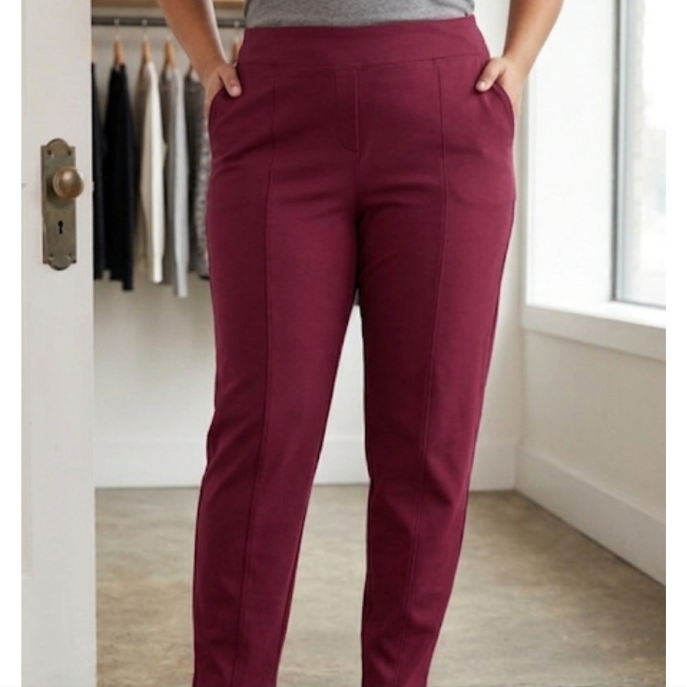 new directions Ankle Pants with Tummy Control Women's Sz 16 Beautiful Maroon Hue
